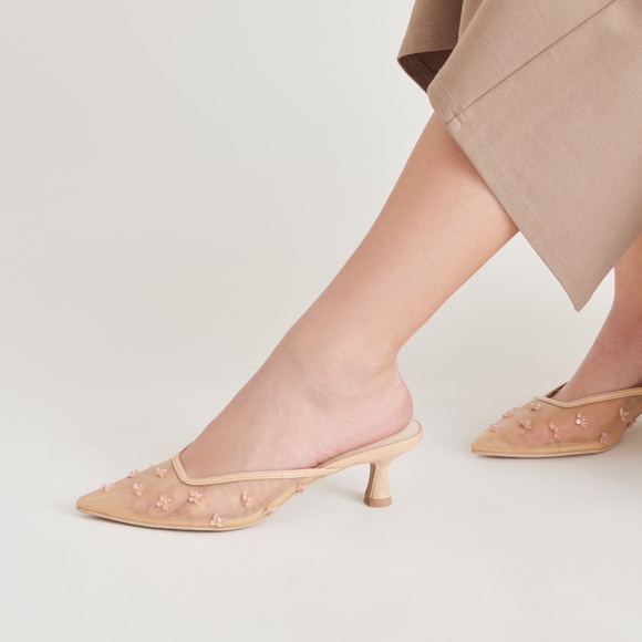 For Love of Lemons x Dolce Vita Clara Hell Mesh French Vanilla Mule - Picture 1 of 10